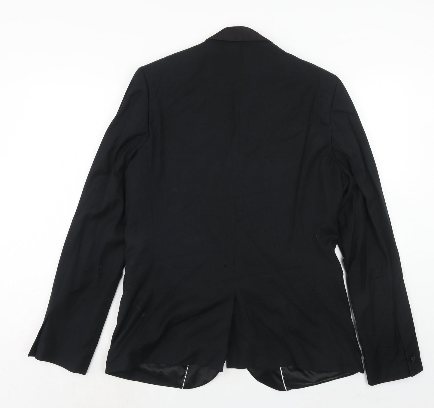 Topman Mens Black Polyester Jacket Suit Jacket Size 42 Regular