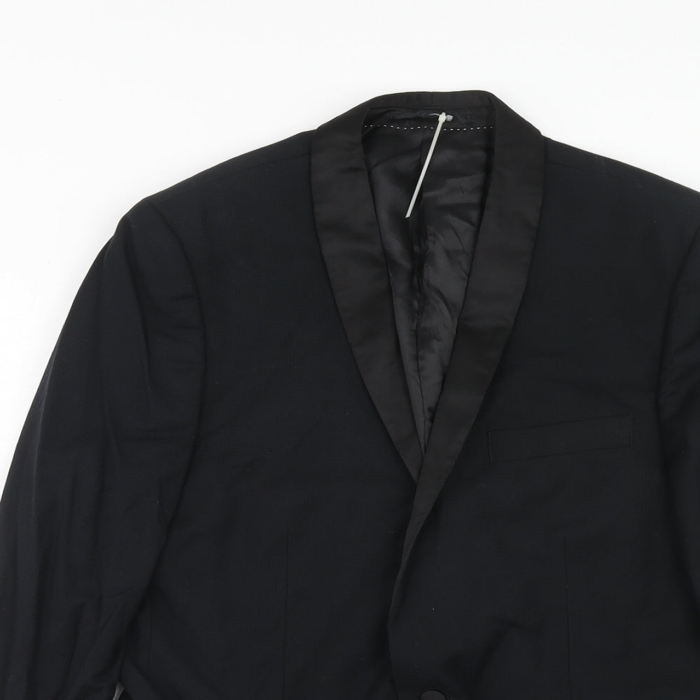 Topman Mens Black Polyester Jacket Suit Jacket Size 42 Regular