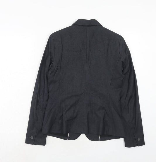 Mango Womens Blue Polyester Jacket Suit Jacket Size 8