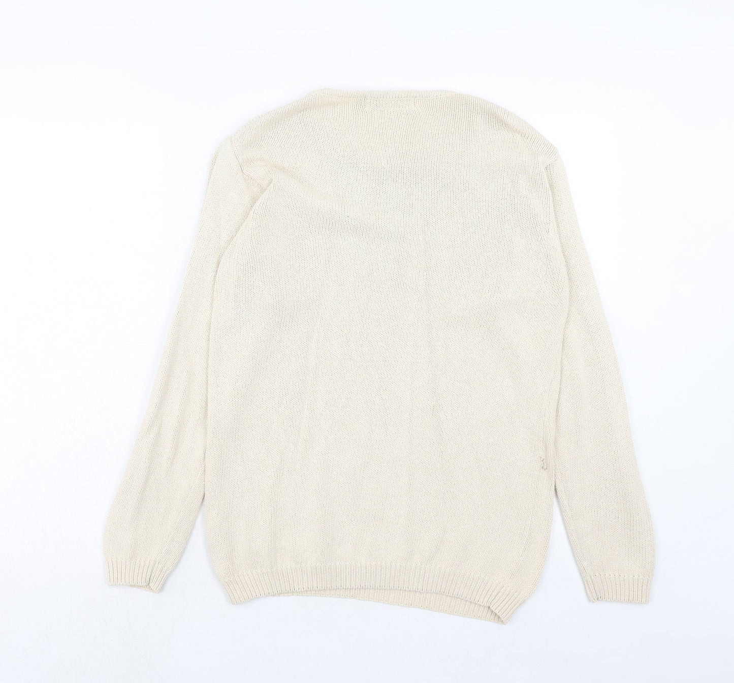 Holmes Womens Ivory Round Neck Cotton Pullover Jumper Size S