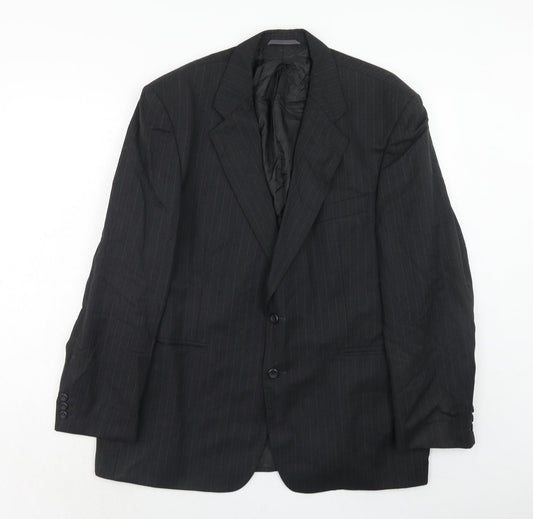 Burton Mens Grey Striped Polyester Jacket Suit Jacket Size 46 Regular