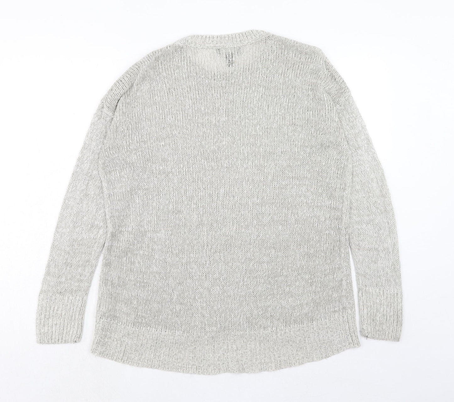 New Look Womens Grey Round Neck Acrylic Pullover Jumper Size M