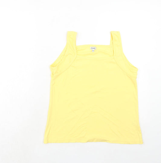 //Text.. Womens Yellow Cotton Basic Tank Size M Square Neck