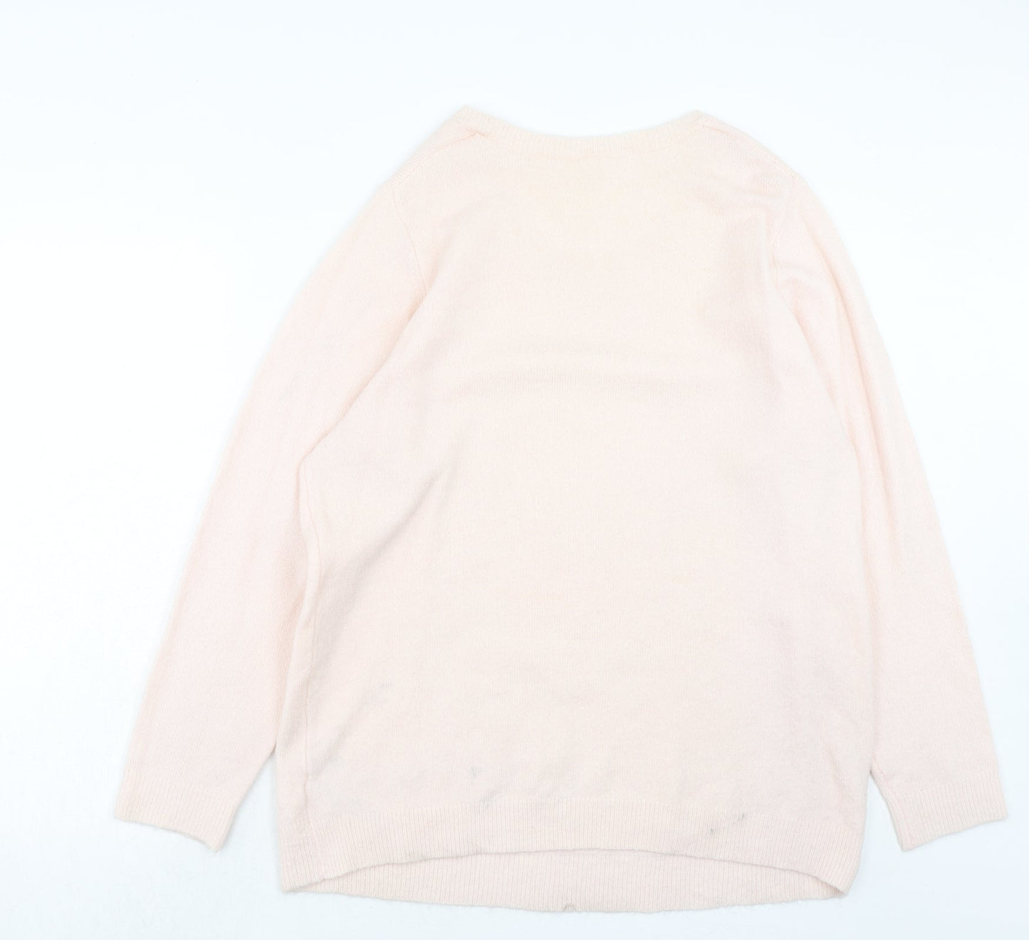 Evans Womens Pink Round Neck Acrylic Pullover Jumper Size 18 - Owl