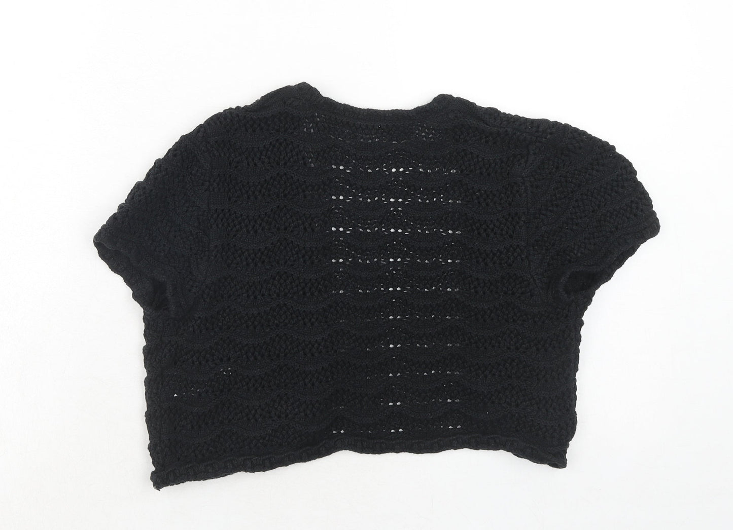 South Womens Black V-Neck Acrylic Cardigan Jumper Size 12