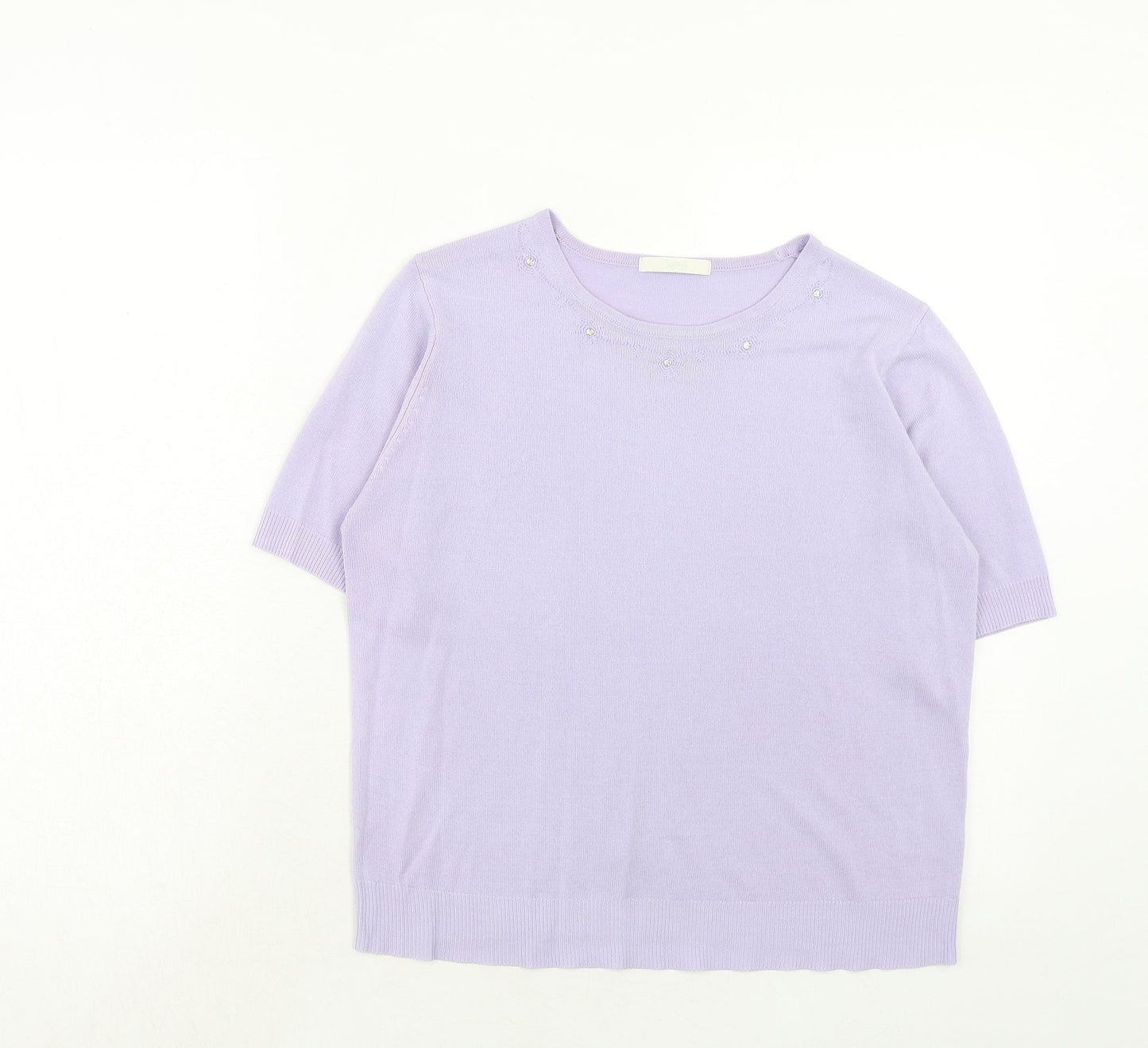 Marks and Spencer Womens Purple Round Neck Acrylic Pullover Jumper Size 14