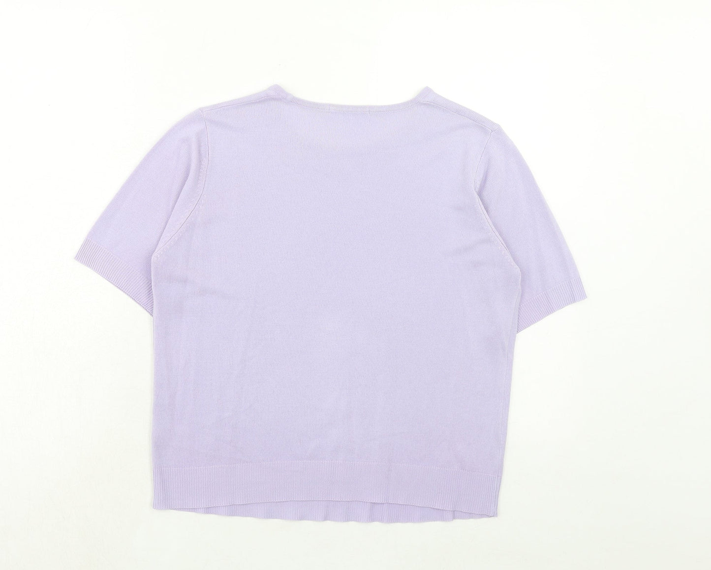Marks and Spencer Womens Purple Round Neck Acrylic Pullover Jumper Size 14
