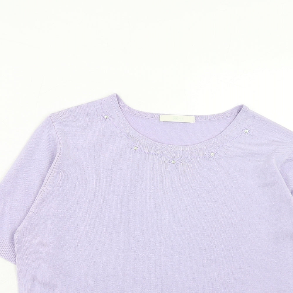 Marks and Spencer Womens Purple Round Neck Acrylic Pullover Jumper Size 14