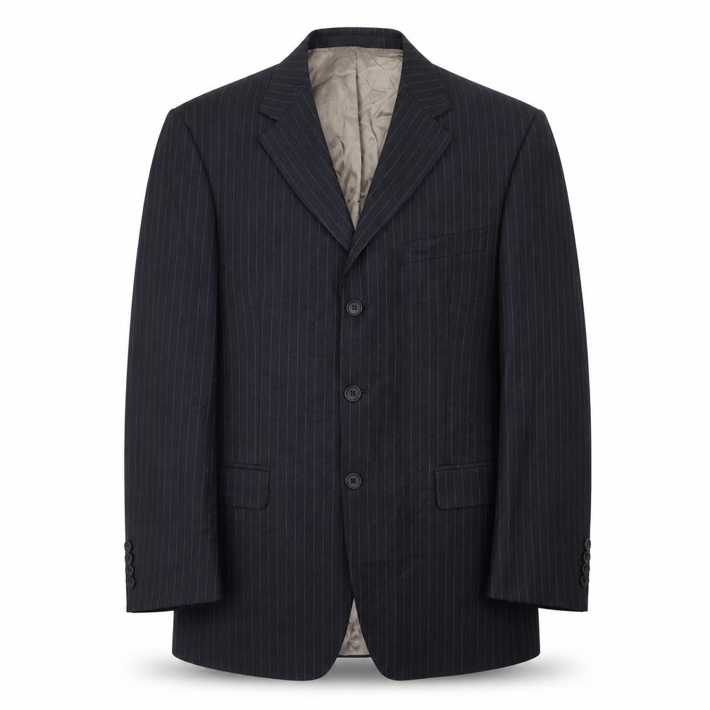Marks and Spencer Mens Blue Striped Wool Jacket Suit Jacket Size 40 Regular