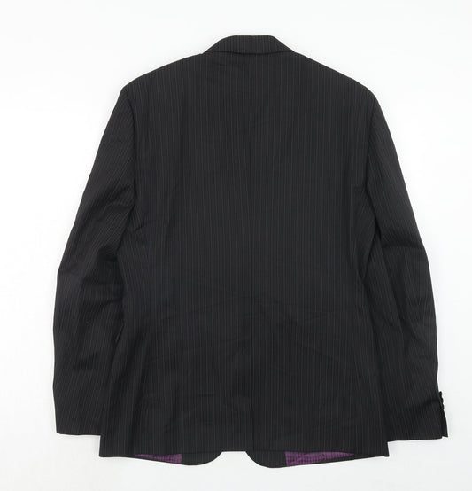 NEXT Mens Black Striped Wool Jacket Suit Jacket Size 38 Regular