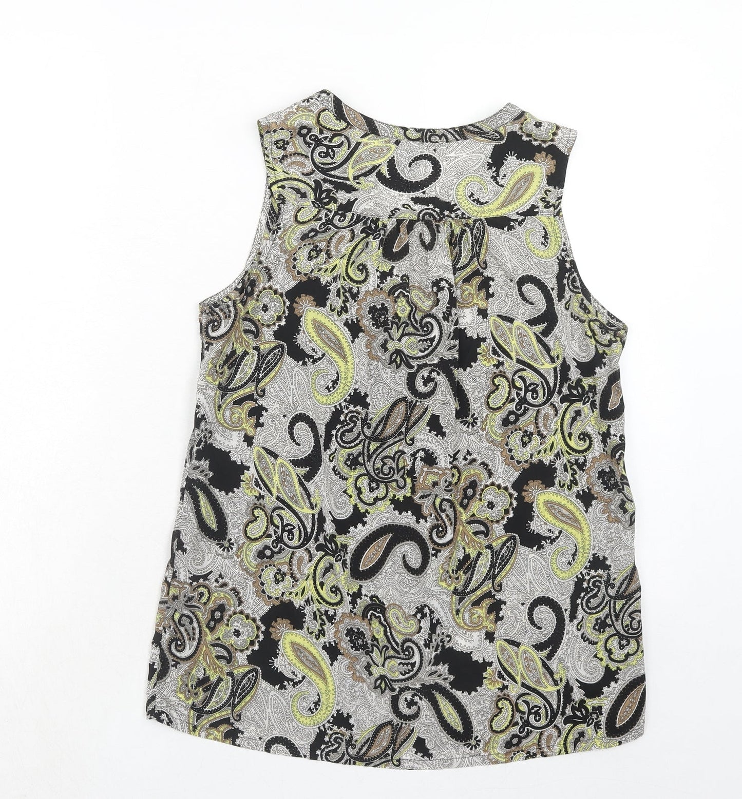 H&M Womens Black Paisley Polyester Basic Tank Size 8 V-Neck