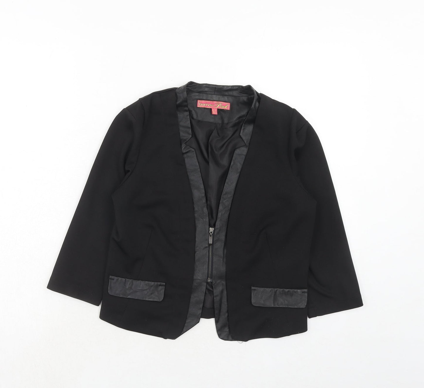 Boohoo Womens Black Jacket Blazer Size 10 Zip