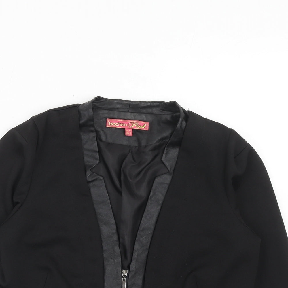 Boohoo Womens Black Jacket Blazer Size 10 Zip