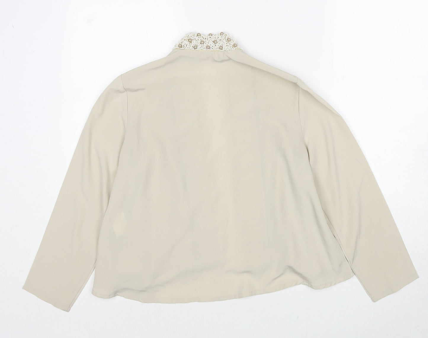 H&M Womens Beige Polyester Kimono Blouse Size 4 V-Neck