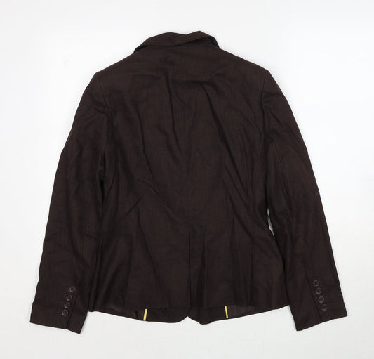 E-vie Womens Brown Jacket Blazer Size 12 Button
