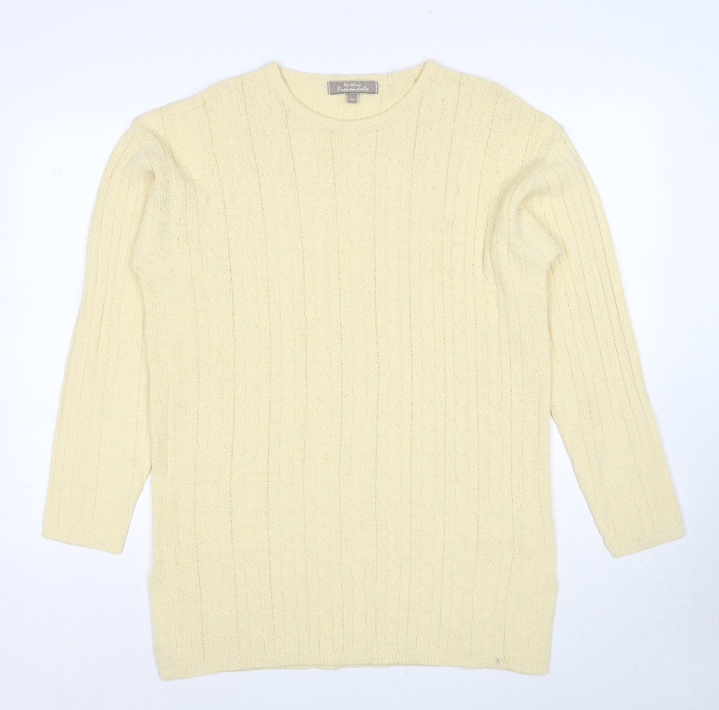 Provacale Womens Yellow Round Neck Acrylic Pullover Jumper Size M
