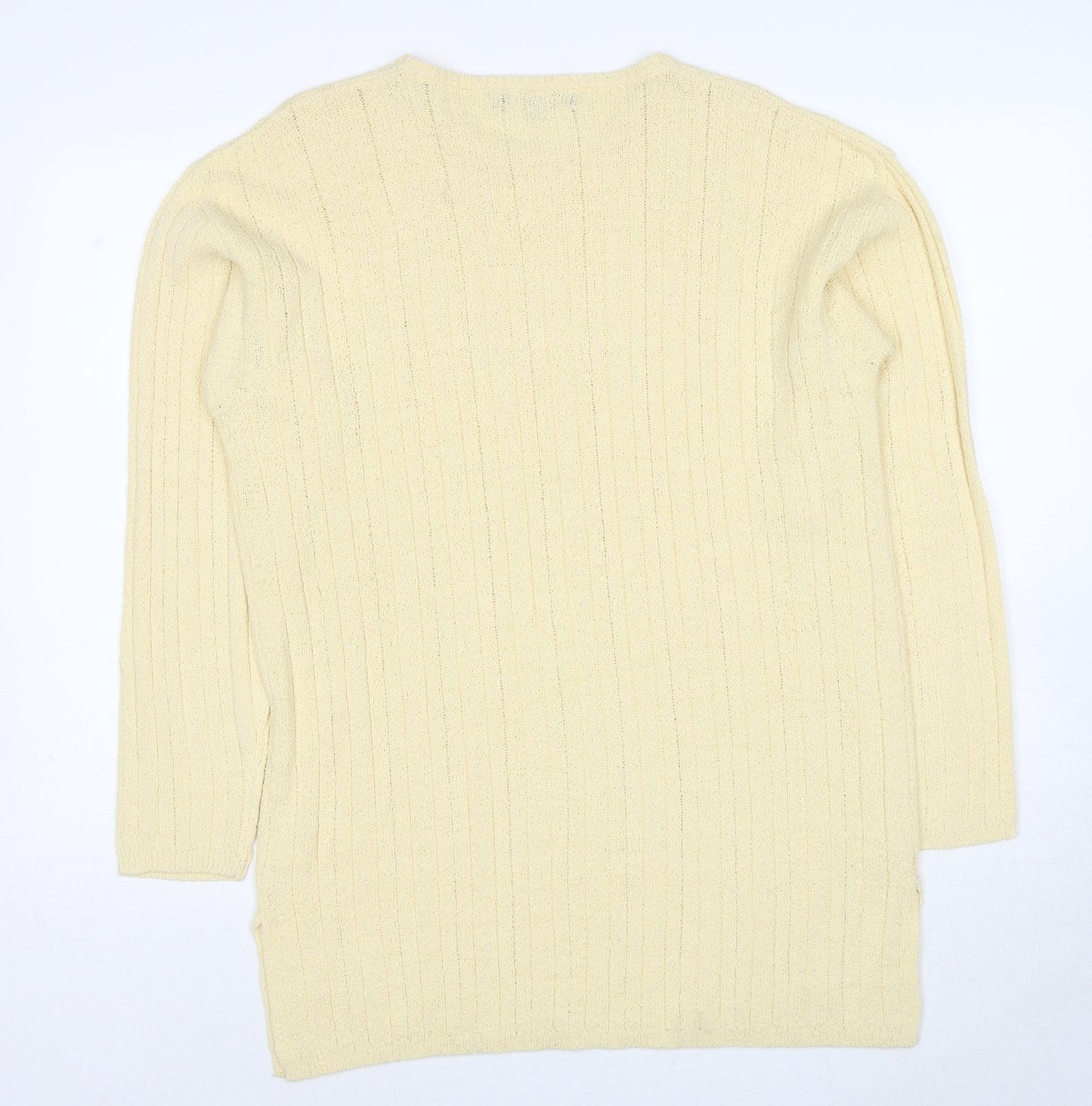Provacale Womens Yellow Round Neck Acrylic Pullover Jumper Size M