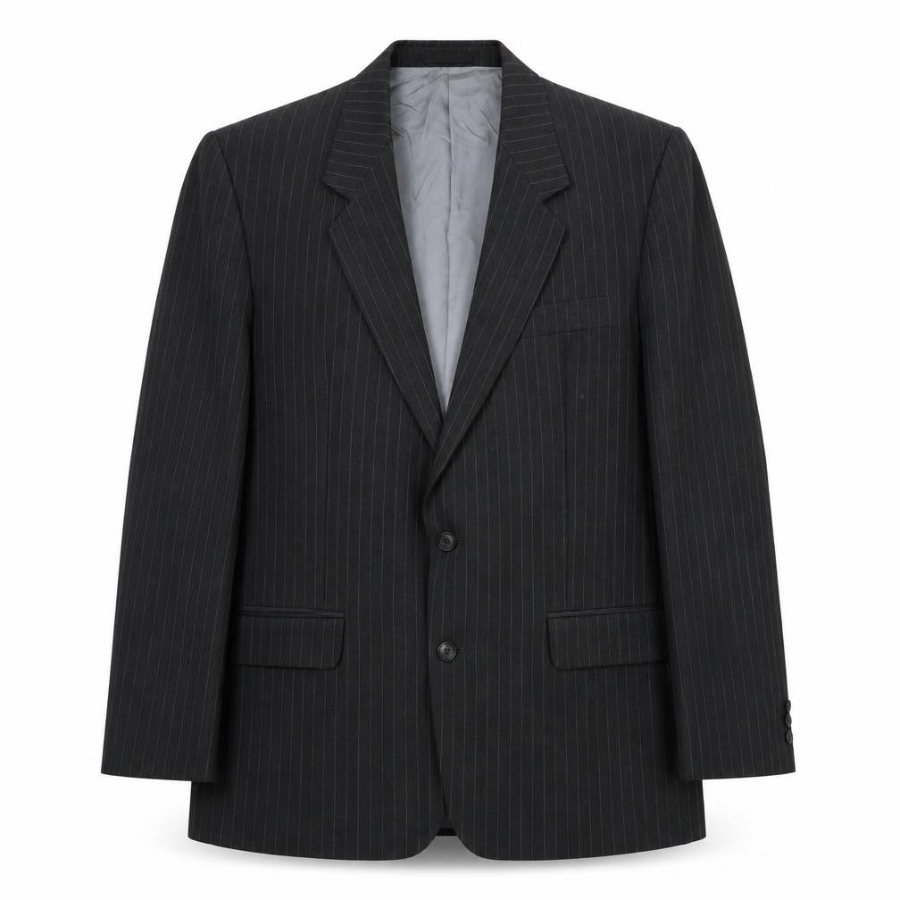 Origin Mens Grey Striped Polyester Jacket Suit Jacket Size 42 Regular