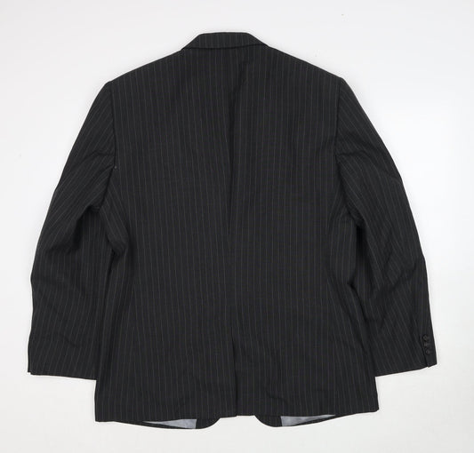 Origin Mens Grey Striped Polyester Jacket Suit Jacket Size 42 Regular
