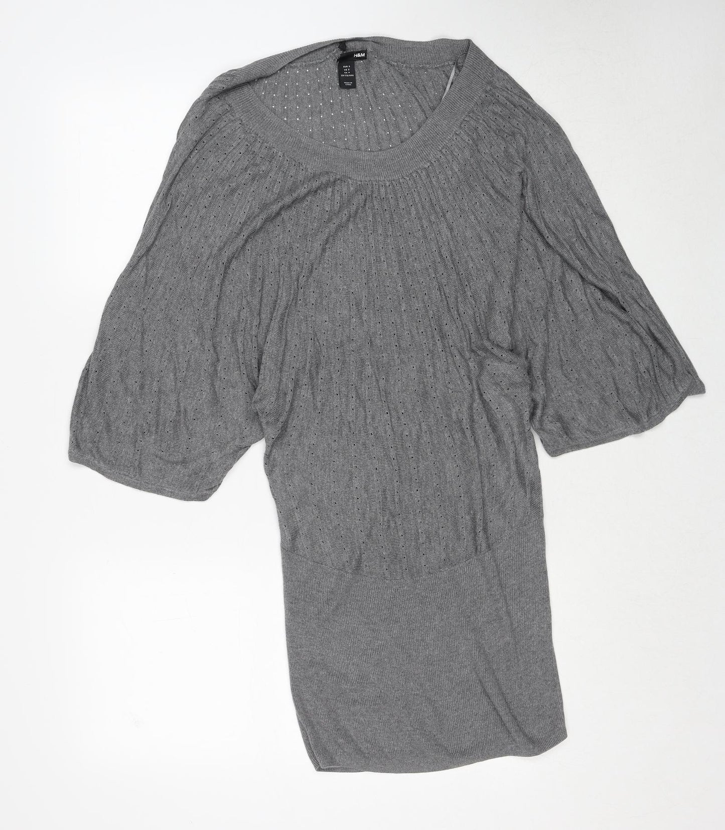 H&M Womens Grey Round Neck Cotton Pullover Jumper Size S