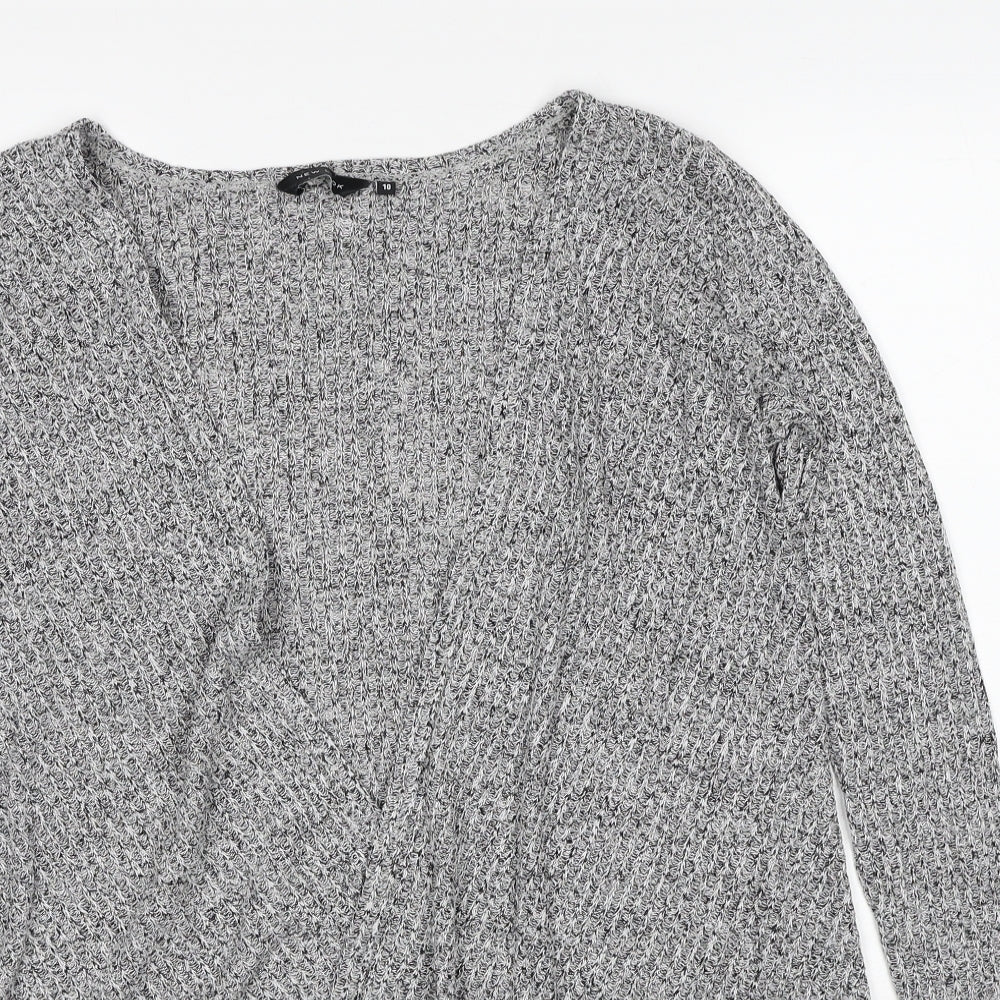 New Look Womens Grey V-Neck Viscose Cardigan Jumper Size 10