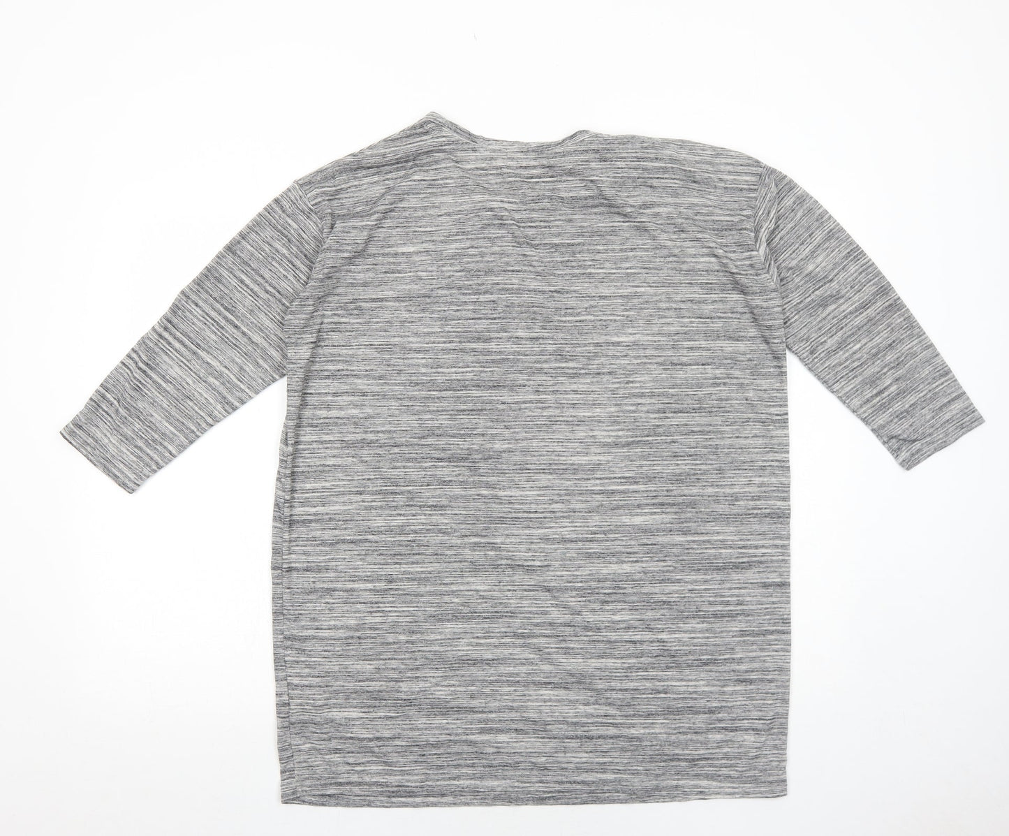 Terranova Womens Grey Polyester Basic T-Shirt Size L Round Neck - Follow Me To The Moon