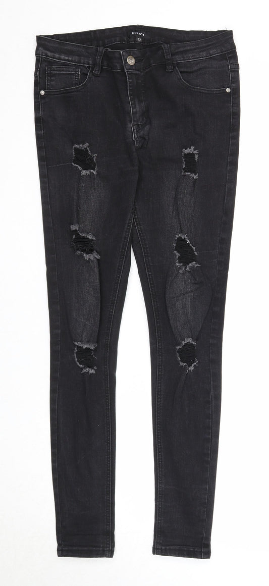 Pyracy Womens Black Cotton Skinny Jeans Size 32 in Regular Zip