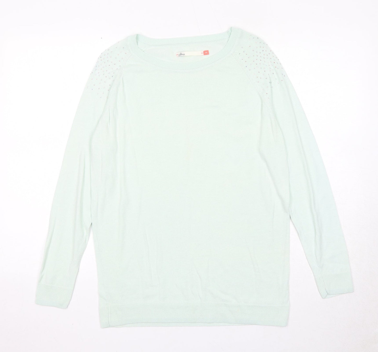 Flouse Womens Blue Round Neck Acrylic Pullover Jumper Size M