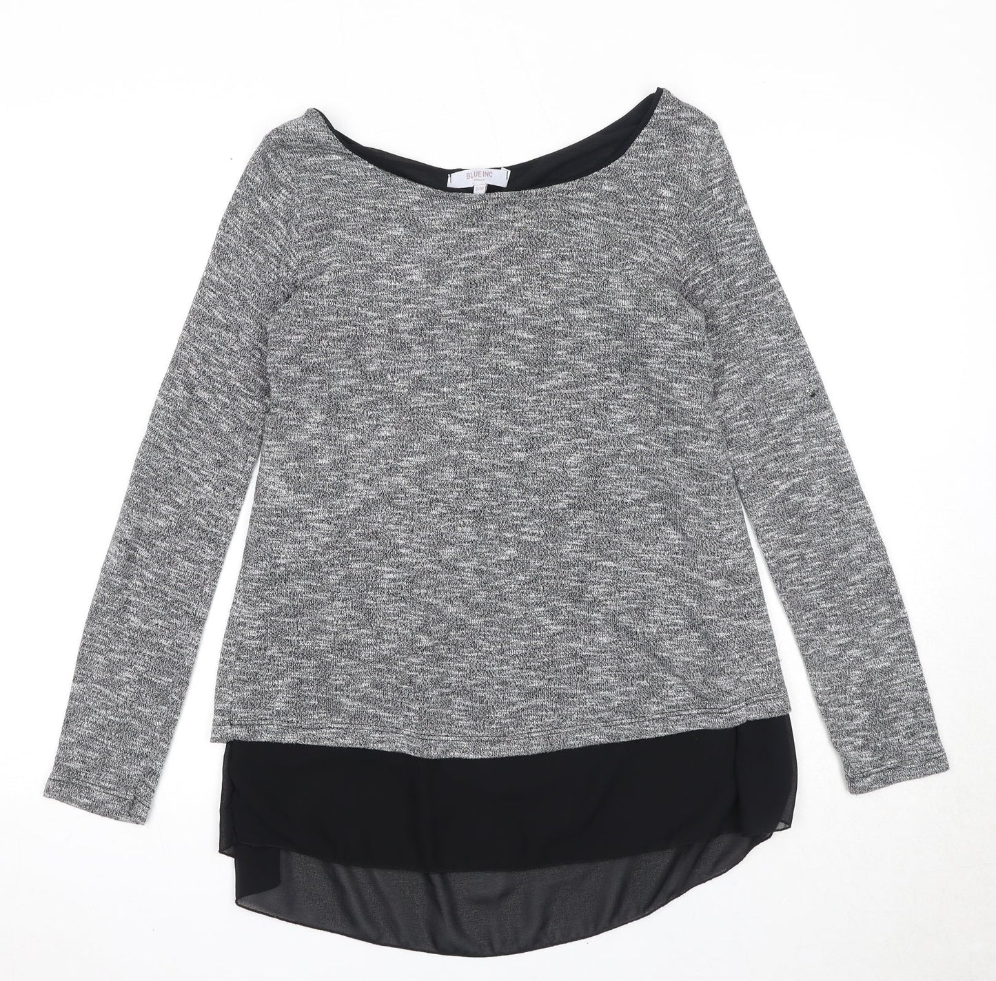 Blue Inc Womens Grey Boat Neck Acrylic Pullover Jumper Size S