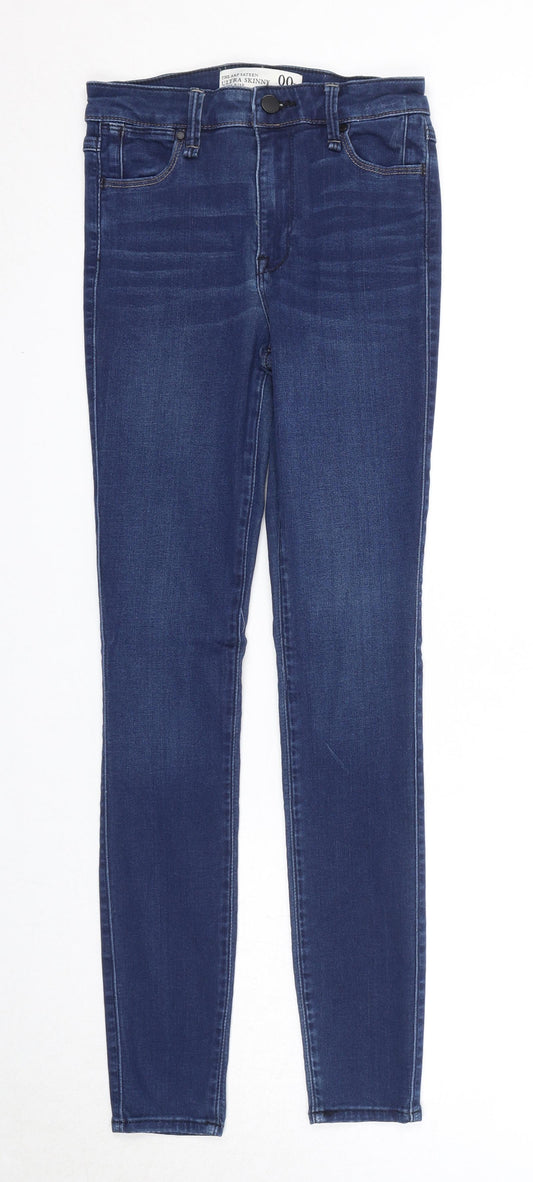 The A&F Sateen Womens Blue Cotton Skinny Jeans Size 24 in L29 in Regular Zip