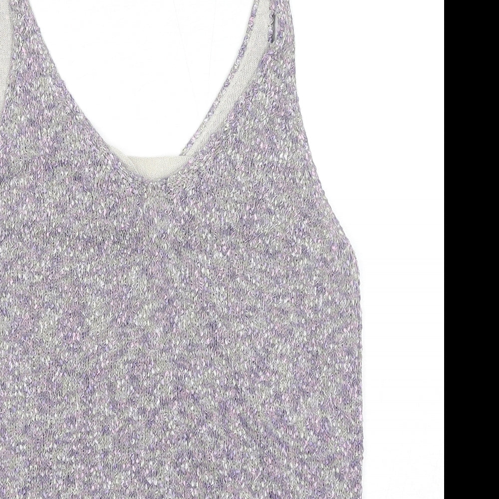 Sigrid Olsen Womens Purple Viscose Basic Tank Size L V-Neck