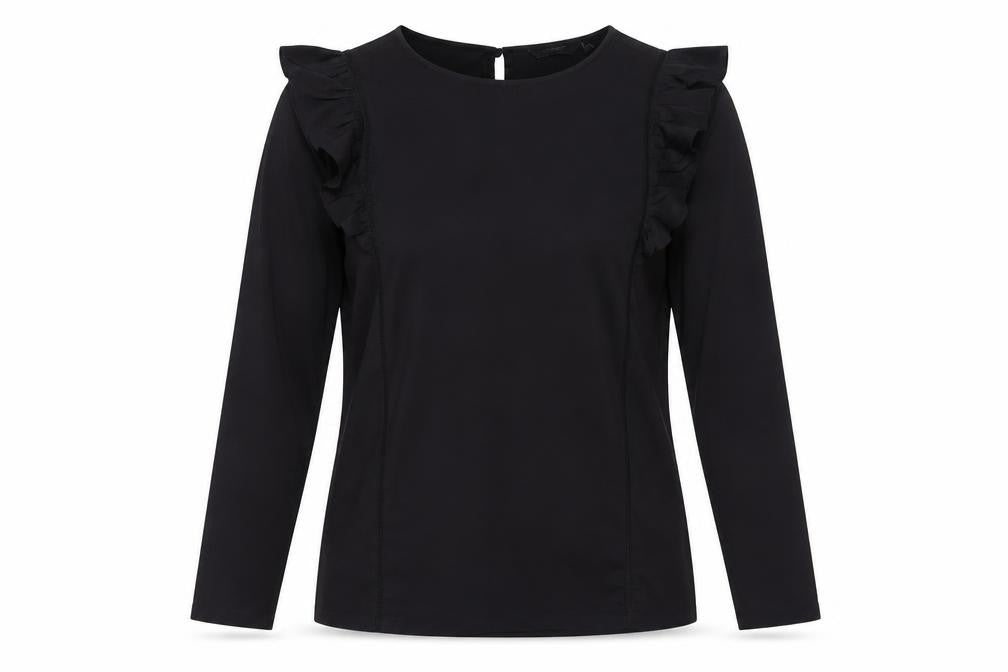 Hawt Womens Black Polyester Basic T-Shirt Size L Round Neck