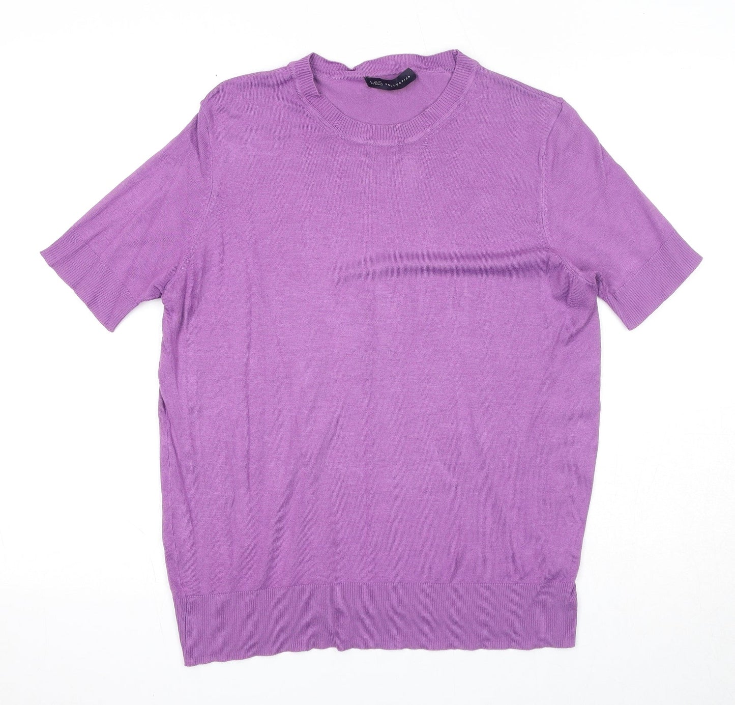 Marks and Spencer Womens Purple Round Neck Viscose Pullover Jumper Size 12