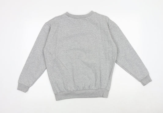 PARISIAN SIGNATURE Womens Grey Floral Cotton Pullover Sweatshirt Size 8 Pullover