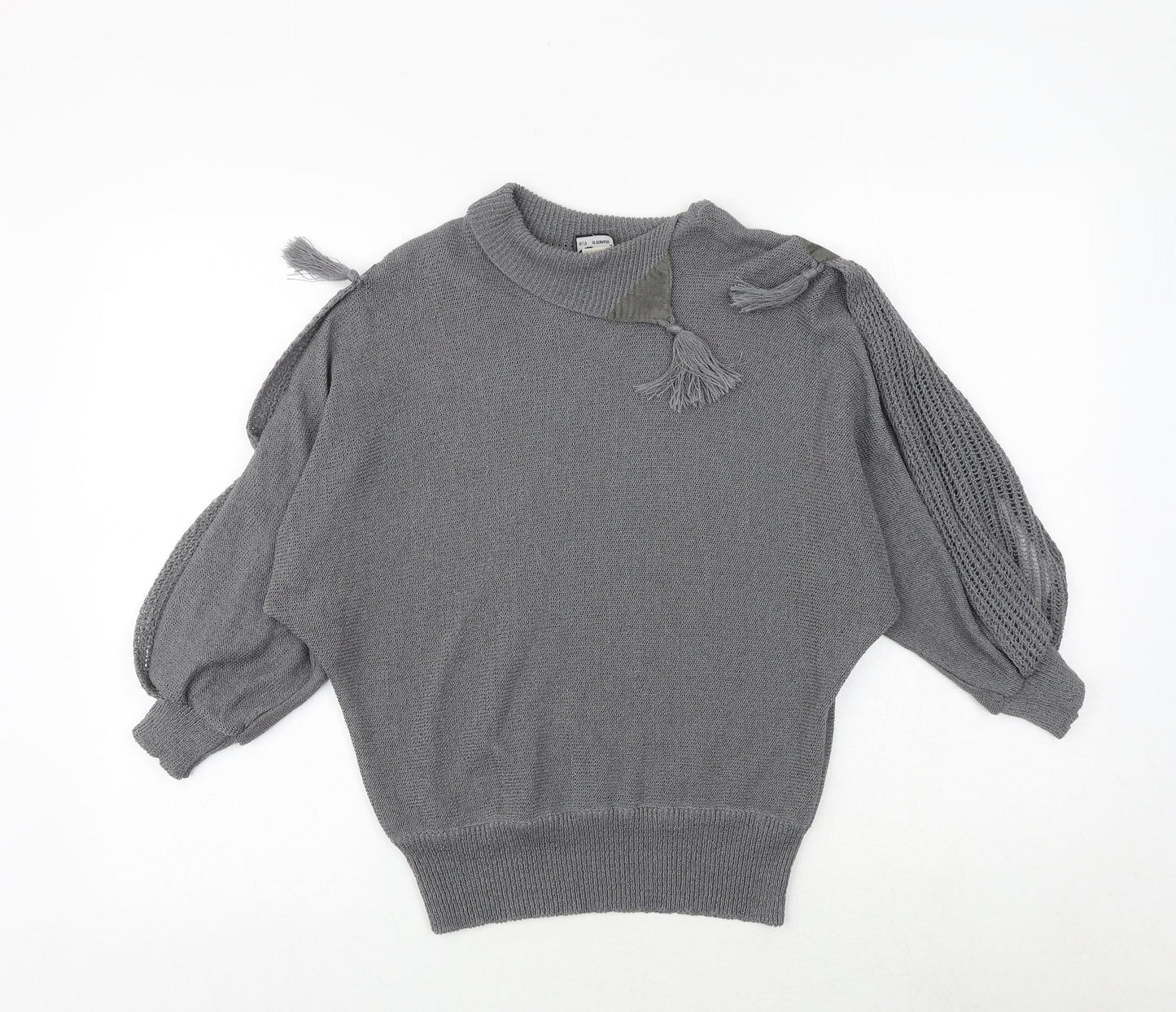 quink Womens Grey Roll Neck Polyester Pullover Jumper Size 10