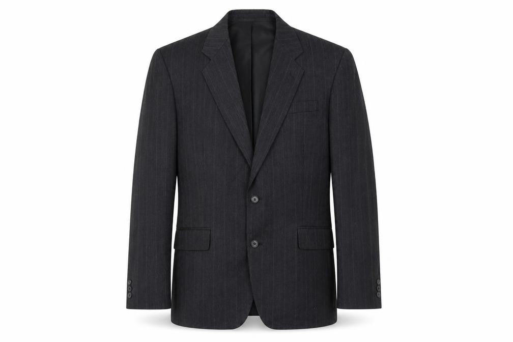 Greenwoods Mens Grey Striped Polyester Jacket Suit Jacket Size 42 Regular