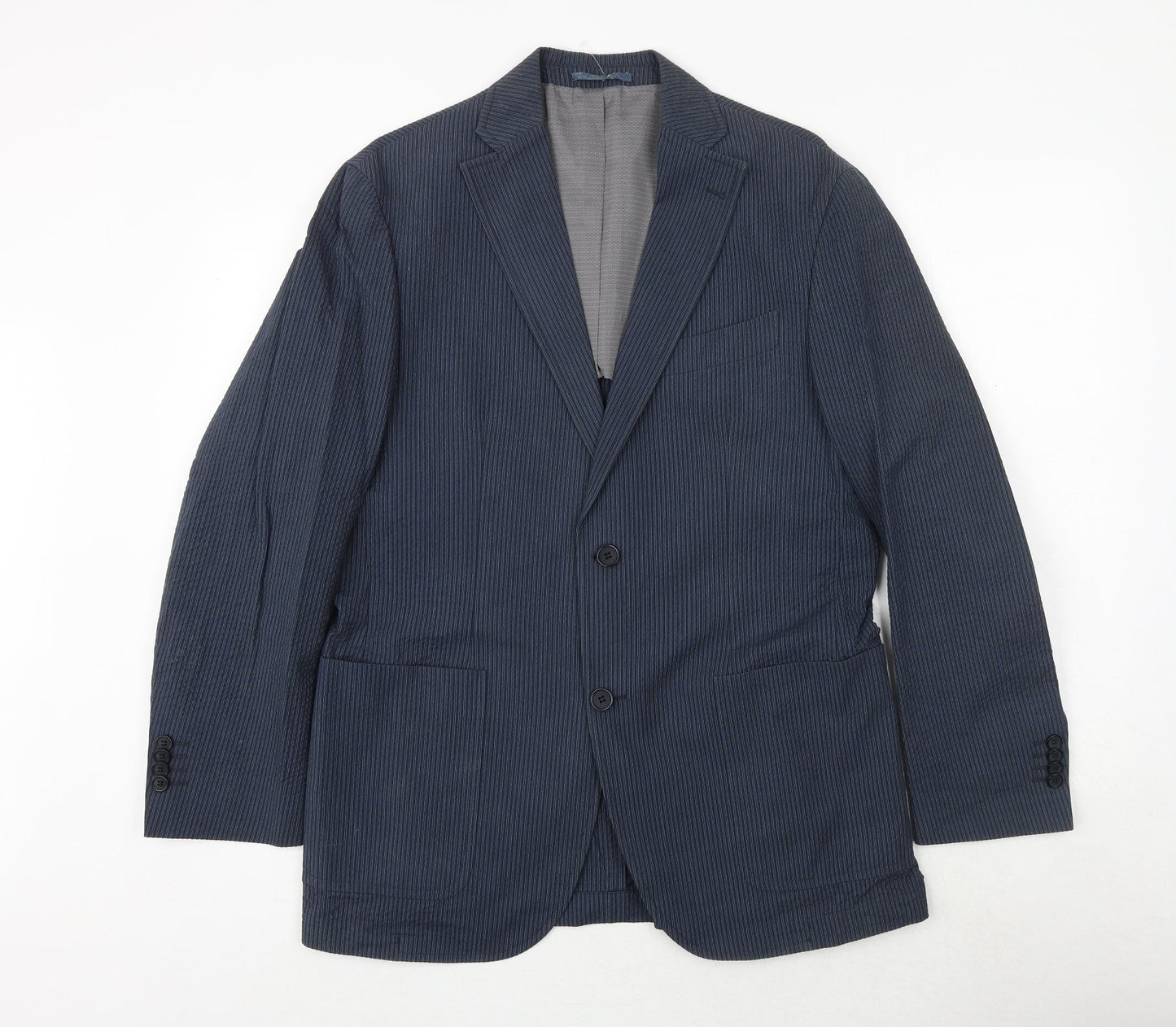 Skopes Mens Blue Striped Cotton Jacket Suit Jacket Size 38 Regular