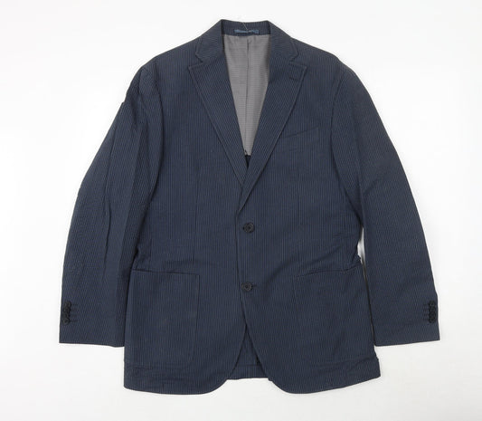 Skopes Mens Blue Striped Cotton Jacket Suit Jacket Size 38 Regular
