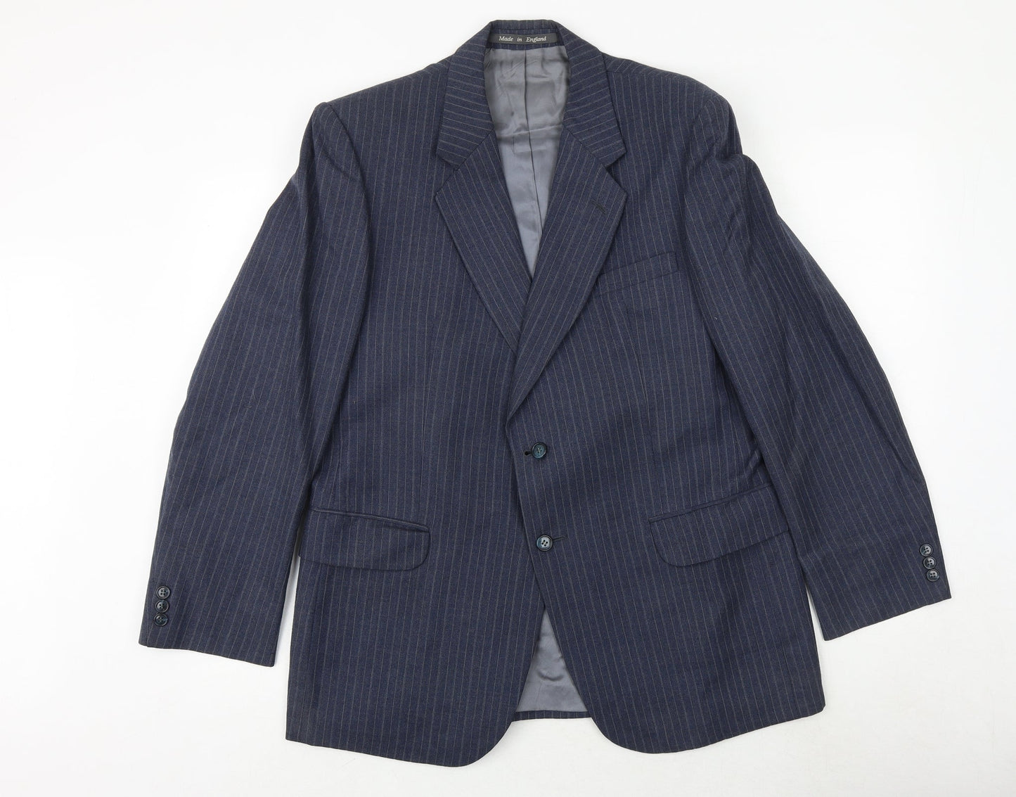 Jackson The Tailor Mens Blue Striped Polyester Jacket Suit Jacket Size 38 Regular