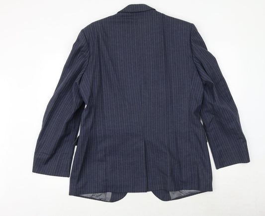 Jackson The Tailor Mens Blue Striped Polyester Jacket Suit Jacket Size 38 Regular