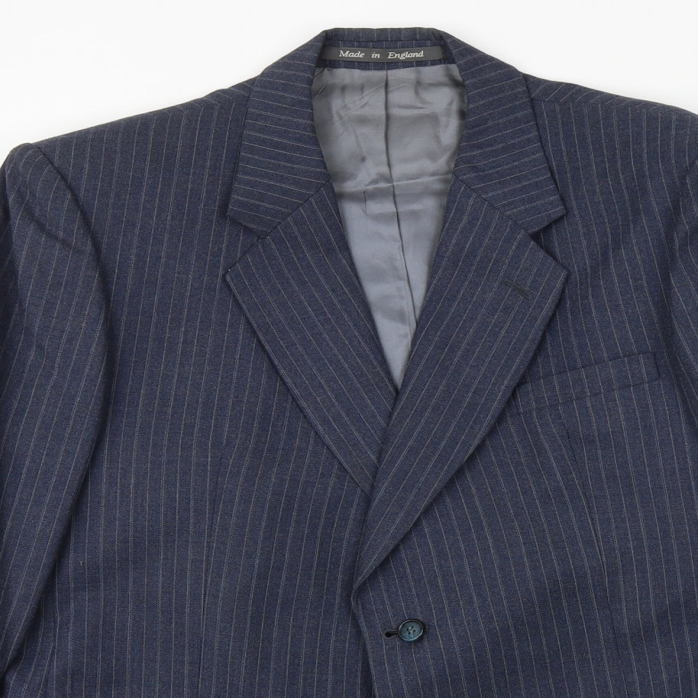 Jackson The Tailor Mens Blue Striped Polyester Jacket Suit Jacket Size 38 Regular