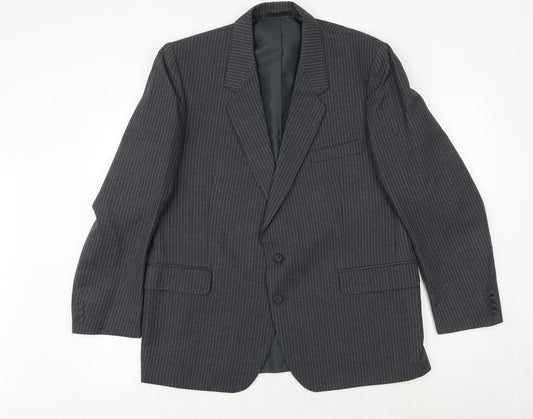 Canada Mens Grey Striped Wool Jacket Suit Jacket Size 44 Regular