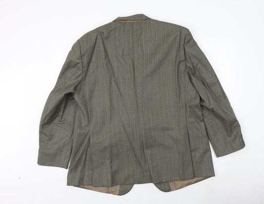 Ted Williams Mens Green Striped Polyester Jacket Suit Jacket Size 42 Regular