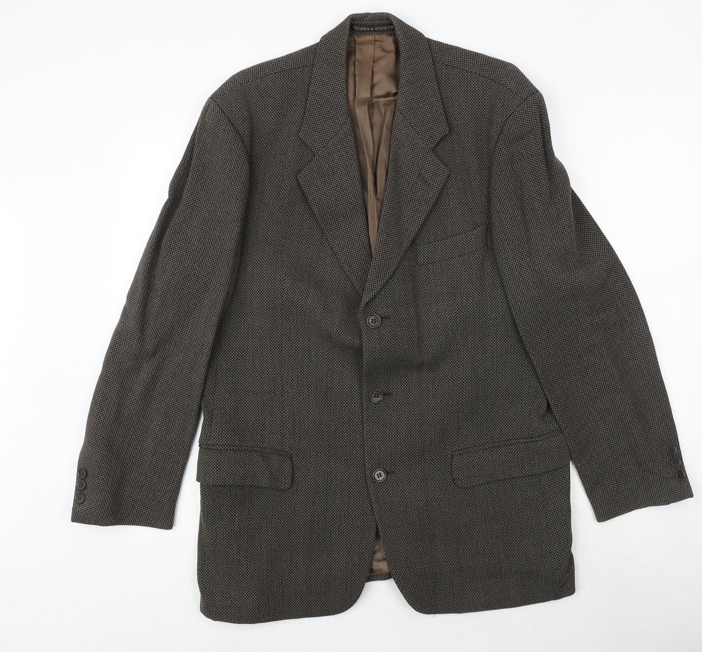 Marks and Spencer Mens Brown Wool Jacket Blazer Size 40 Regular