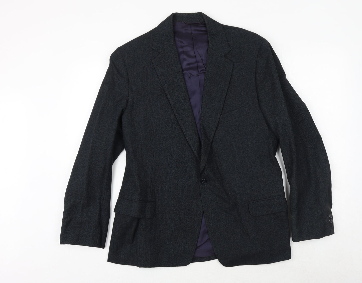 a.e. quarmby Mens Blue Striped Polyester Jacket Suit Jacket Size 34 Regular