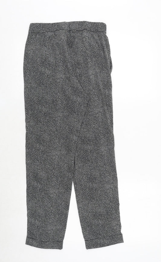 H&M Womens Black Geometric Polyester Trousers Size 6 Regular