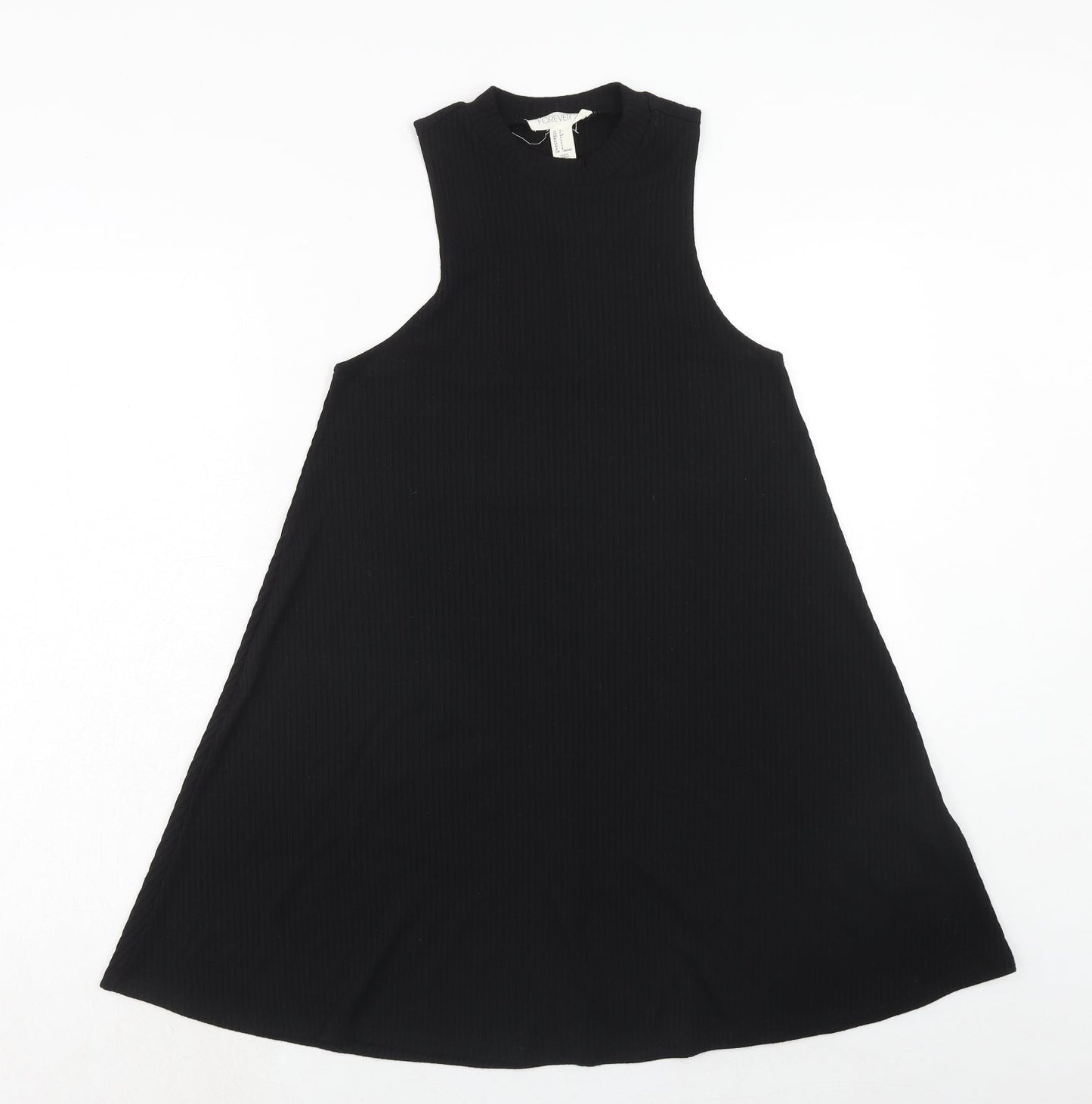 FOREVER 21 Womens Black Polyester Trapeze & Swing Size S Round Neck Pullover