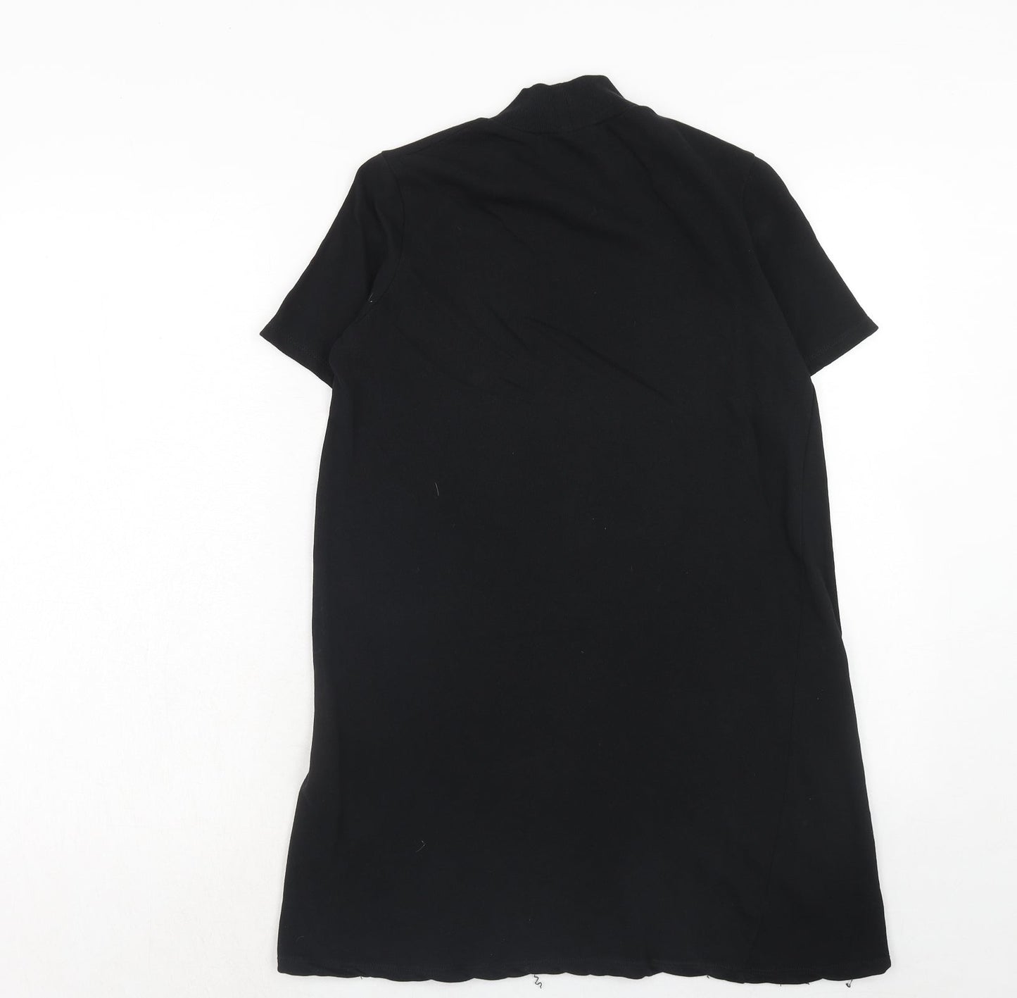 Zara Womens Black Cotton T-Shirt Dress Size S Mock Neck Pullover