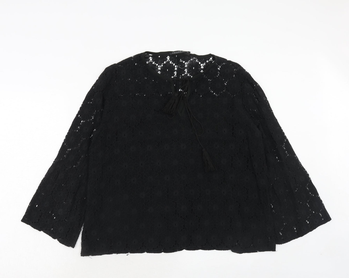 Zanzea Womens Black Cotton Basic Blouse Size 2XL Round Neck
