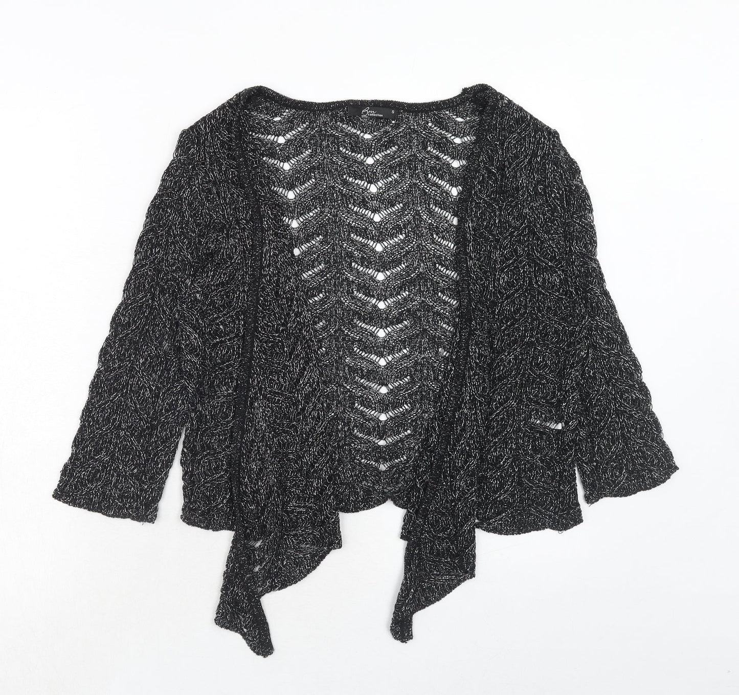 Bonmarché Womens Black V-Neck Acrylic Cardigan Jumper Size S